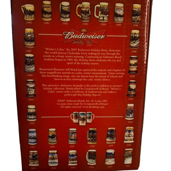 2007 Budweiser Winters Calm Clydesdale Beer Stein Ceramarte Brazil Box & COA - Picture 5 of 14